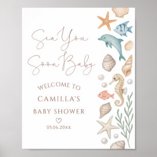 Sea You Soon Baby Coastal Baby Shower Welcome Poster