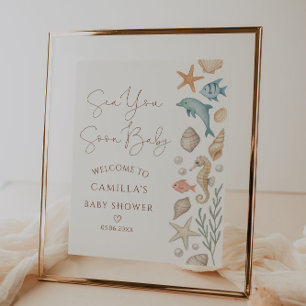 Sea You Soon Baby Coastal Baby Shower Welcome Poster