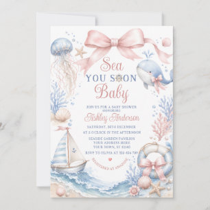 Sea You Soon Baby Girl Baby Shower Invitation