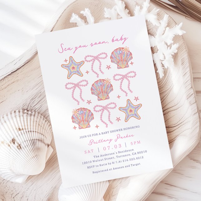 Sea You Soon Baby Girl Coastal Baby Shower  Invitation (Creator Uploaded)