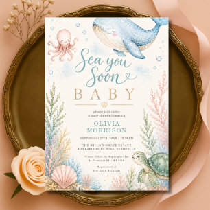 Sea You Soon Baby Ocean Baby Shower Invitation