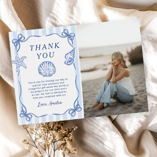 Sea You Soon, Baby Seashell Baby Shower Photo Thank You Card