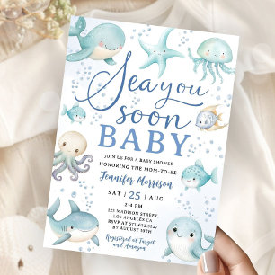Sea You Soon Baby Shower Boy Ocean Invitation
