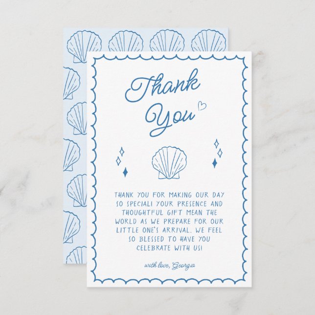 Sea You Soon Baby Shower Coastal Thank You Card (Front/Back)