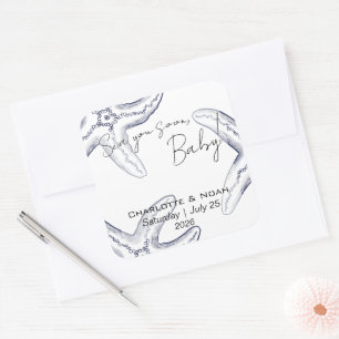 Sea You Soon Baby Shower Favor Square Sticker