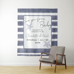 Sea You Soon Baby Shower Horizontal Backdrop Tapestry