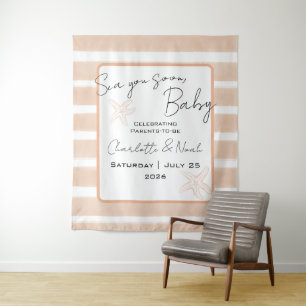 Sea You Soon Baby Shower Horizontal Backdrop Tapestry