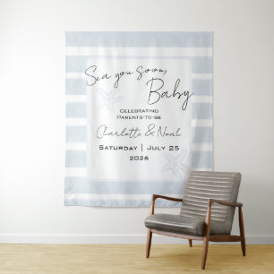 Sea You Soon Baby Shower Horizontal Backdrop Tapestry