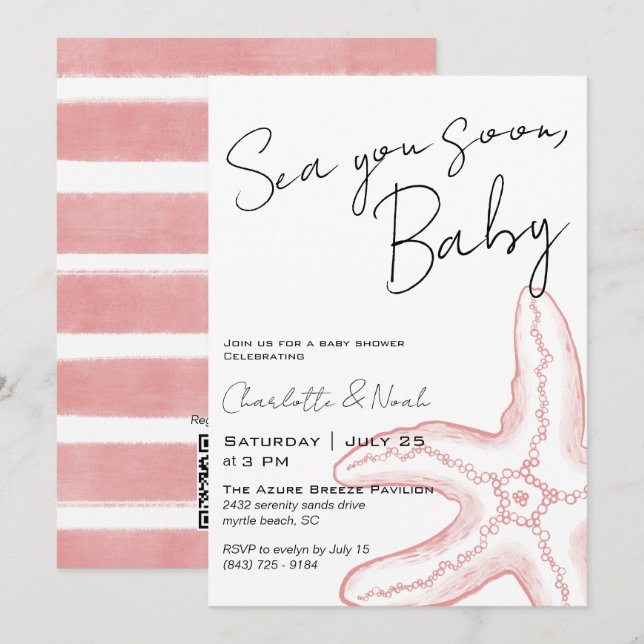 Sea You Soon Baby Shower Invitation (Front/Back)