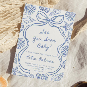 Sea You Soon Baby Shower Invite Blue Coastal Baby