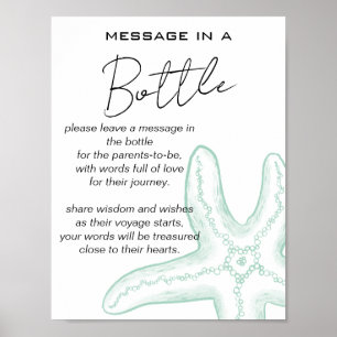 Sea You Soon Baby Shower Message in a Bottle Poster