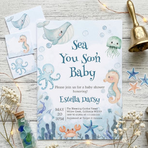 Sea You Soon Baby Shower Ocean Animals Baby Shower Invitation
