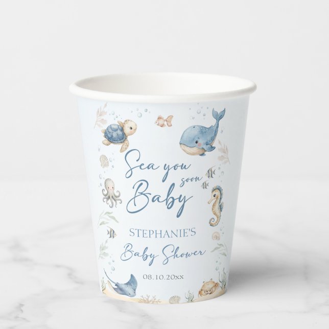 Sea you soon Baby Shower  Paper Cups (Front)