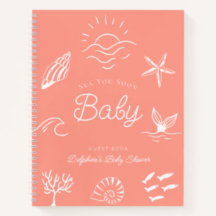 Sea You Soon Baby Shower Pink Guest Book