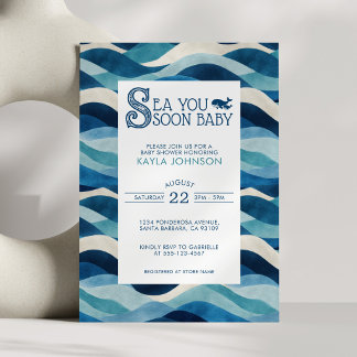 Sea You Soon Baby Shower Storybook Whimsical Waves Invitation