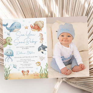 Sea You Soon Baby Under the Sea Photo Baby Shower  Invitation