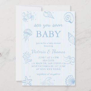 Sea You Soon Blue Baby Shower Invitation
