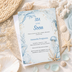 Sea you Soon Blue Boy Baby Shower Invitation