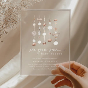 Sea You Soon Boho Beach Baby Shower Acrylic Invitations