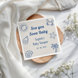 Sea You Soon Coastal Baby Shower Napkin
