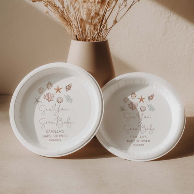 Sea You Soon Coastal Baby Shower  Paper Plate (Creator Uploaded)