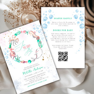 Sea You Soon Cute Ocean Animals Wreath Baby Shower Invitation