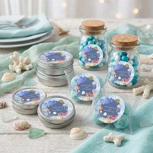 Sea You Soon cute whale starfish turtle jellyfish Classic Round Sticker