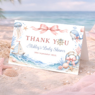 Sea You Soon Girl Baby Baby Shower Thank You Card