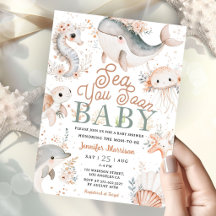 Sea You Soon Girl Baby Shower Boho Floral Ocean