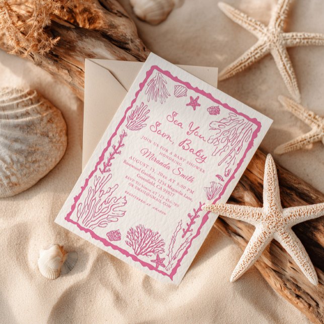 Sea You Soon Girl Coastal Baby Shower Invitation (Creator Uploaded)