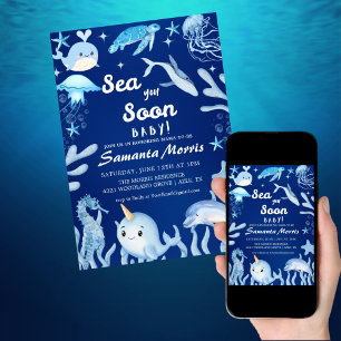 Sea You Soon Nautical Baby is on the Way Baby Invitation