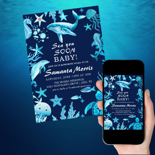 Sea You Soon Nautical Baby is on the Way Baby  Invitation