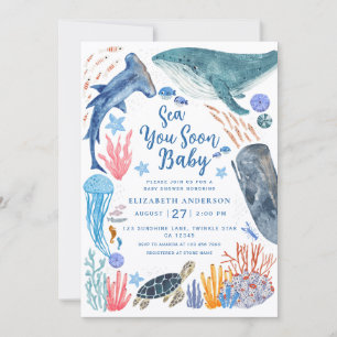 Sea You Soon Ocean Animals Boy Baby Shower Invitat Invitation