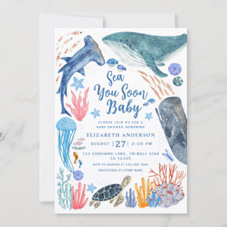 Sea You Soon Ocean Animals Boy Baby Shower Invitat Invitation