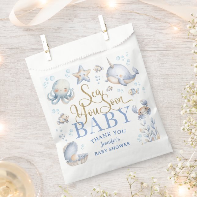 Sea You Soon Ocean Baby Shower Boy Blue  Favour Bags (Clipped)