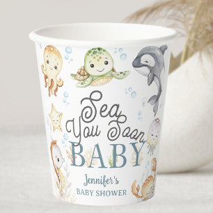 Sea You Soon Ocean Baby Shower Gender Neutral Paper Cups