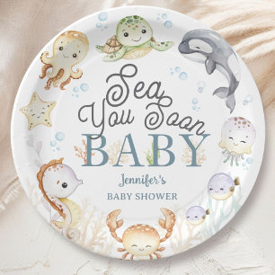 Sea You Soon Ocean Baby Shower Gender Neutral  Paper Plate