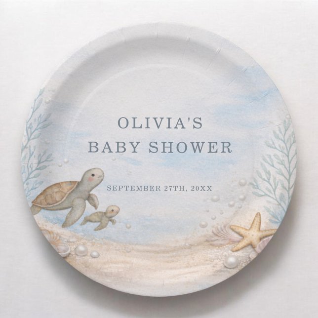 Sea You Soon Ocean Baby Shower Party Paper Plate (Creator Uploaded)