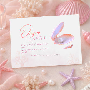 Sea you soon purple coral aesthetic Diaper raffle Enclosure Card
