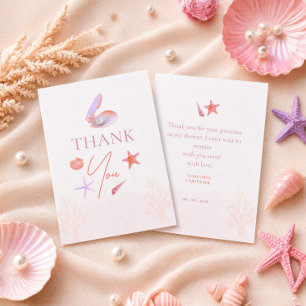 Sea you soon purple coral aesthetic thank you card