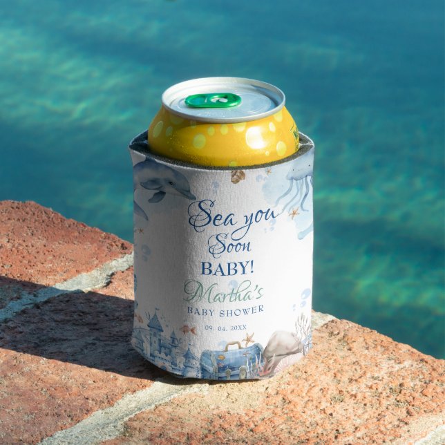 Sea You Soon Seashell Baby Shower Can Cooler (In Situ Pool)