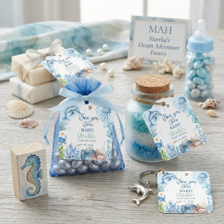 Sea You Soon Seashell Baby Shower Square Sticker