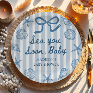 Sea You Soon Seashell Coastal Baby Shower  Paper Plate