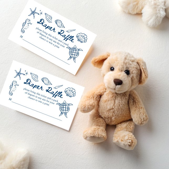 Sea you soon seashells baby shower diaper raffle enclosure card (Sea you soon seashells baby shower diaper raffle enclosure card seaside  baby shower raffle tickets)