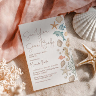 Sea You Soon Seashells Baby Shower Invitation