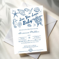 Sea you soon seashells beach boy baby shower