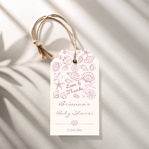 Sea you soon seashells girls baby shower favour gift tags