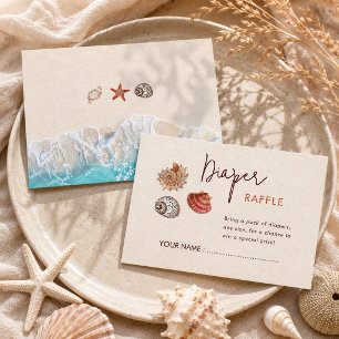 Sea you soon seashells sand diaper raffle enclosure card