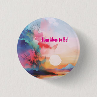 Sea You Soon Watercolor Beach Twin Mum to Be 3 Cm Round Badge