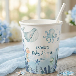 Sea You Soon wheel Seahorse Starfish Baby Shower Paper Cups